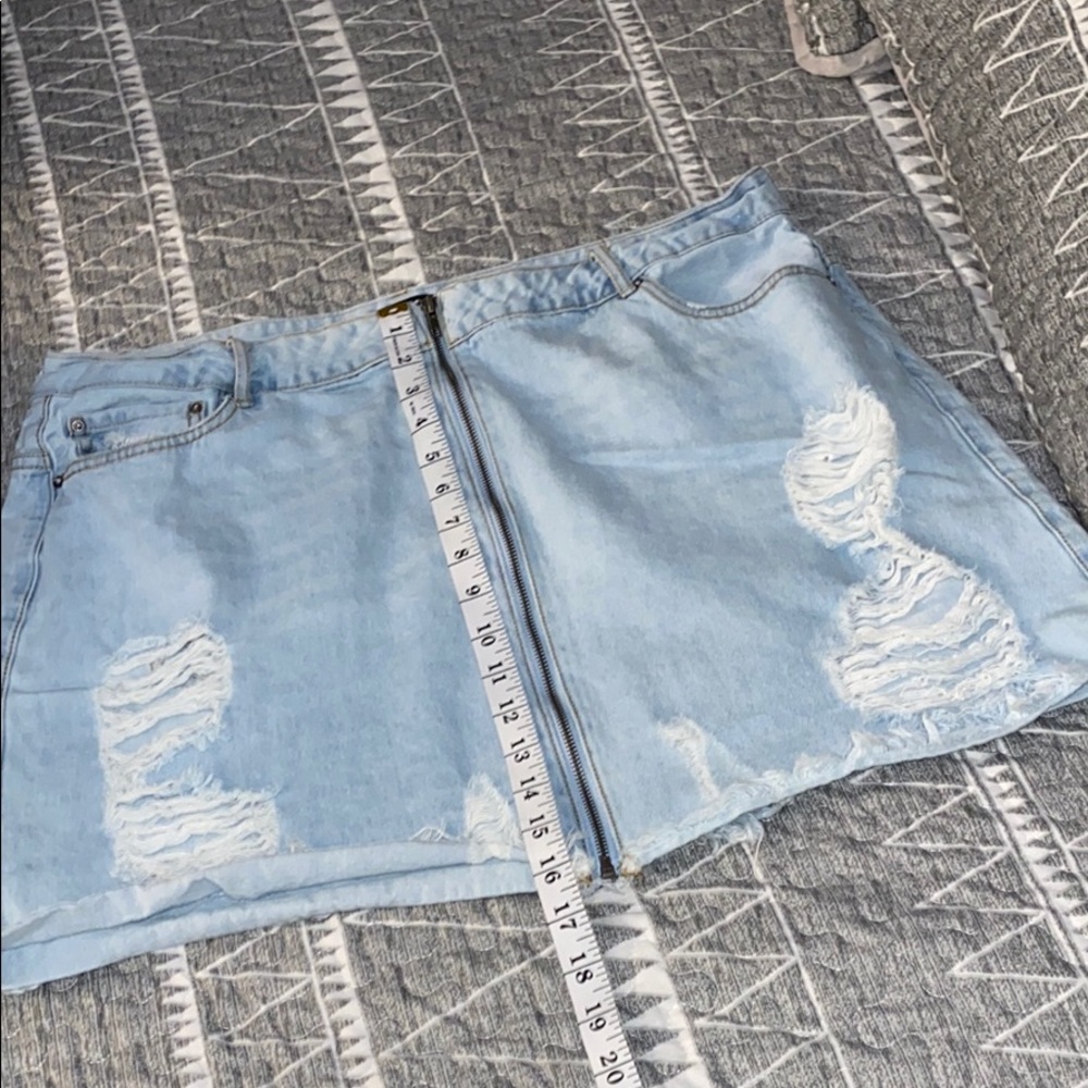 High waisted denim mini skirt